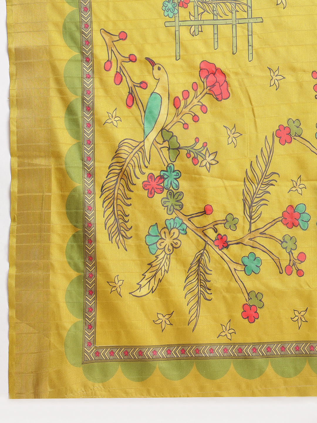 Janasya Green Silk Blend Ethnic Motifs Printed Grab2Buy 