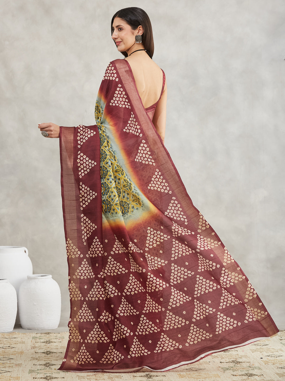 Janasya Yellow Silk Blend Ethnic Motifs Printed Grab2Buy 