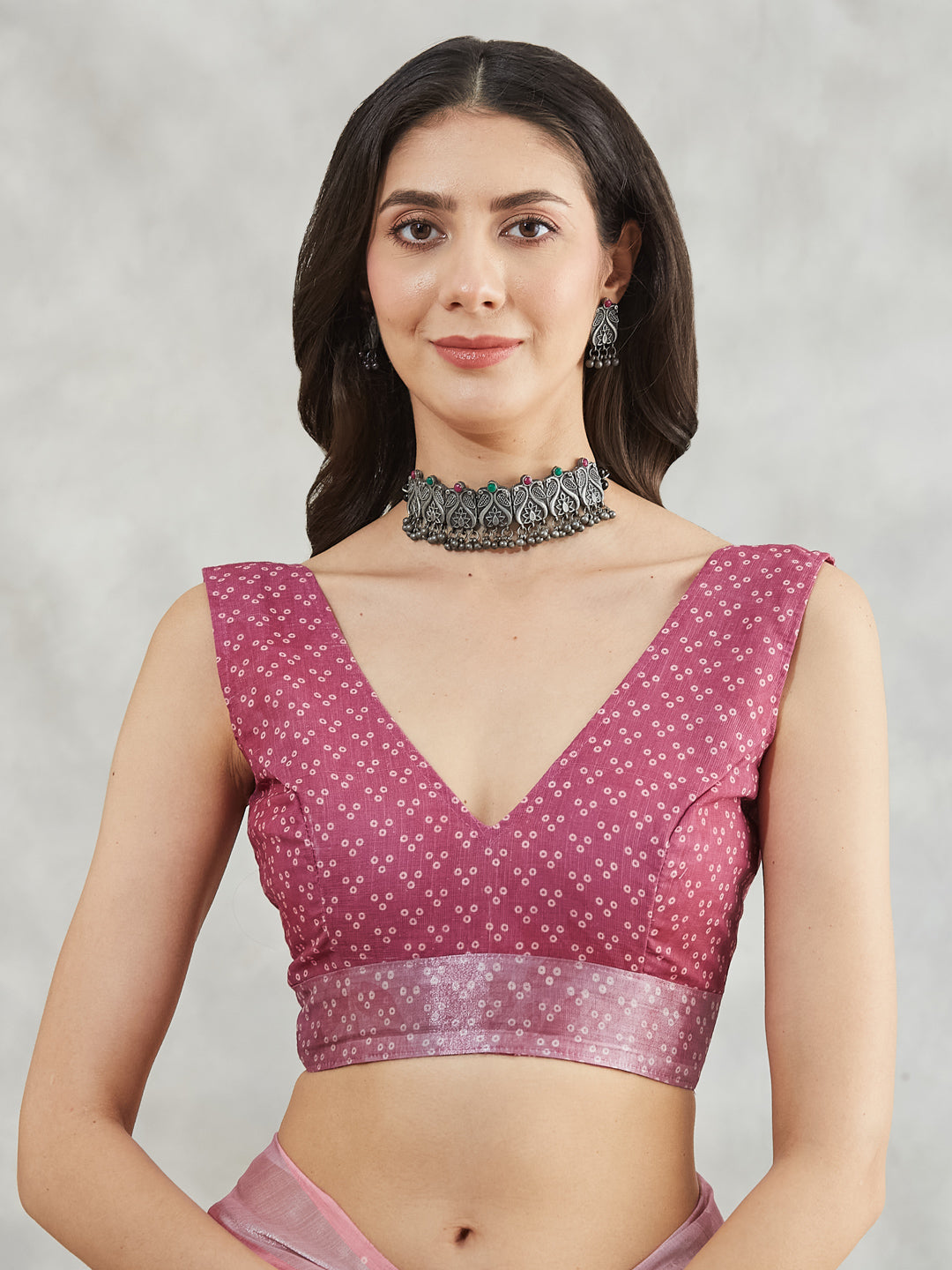 Janasya Mauve Linen Blend Floral Printed Grab2Buy 
