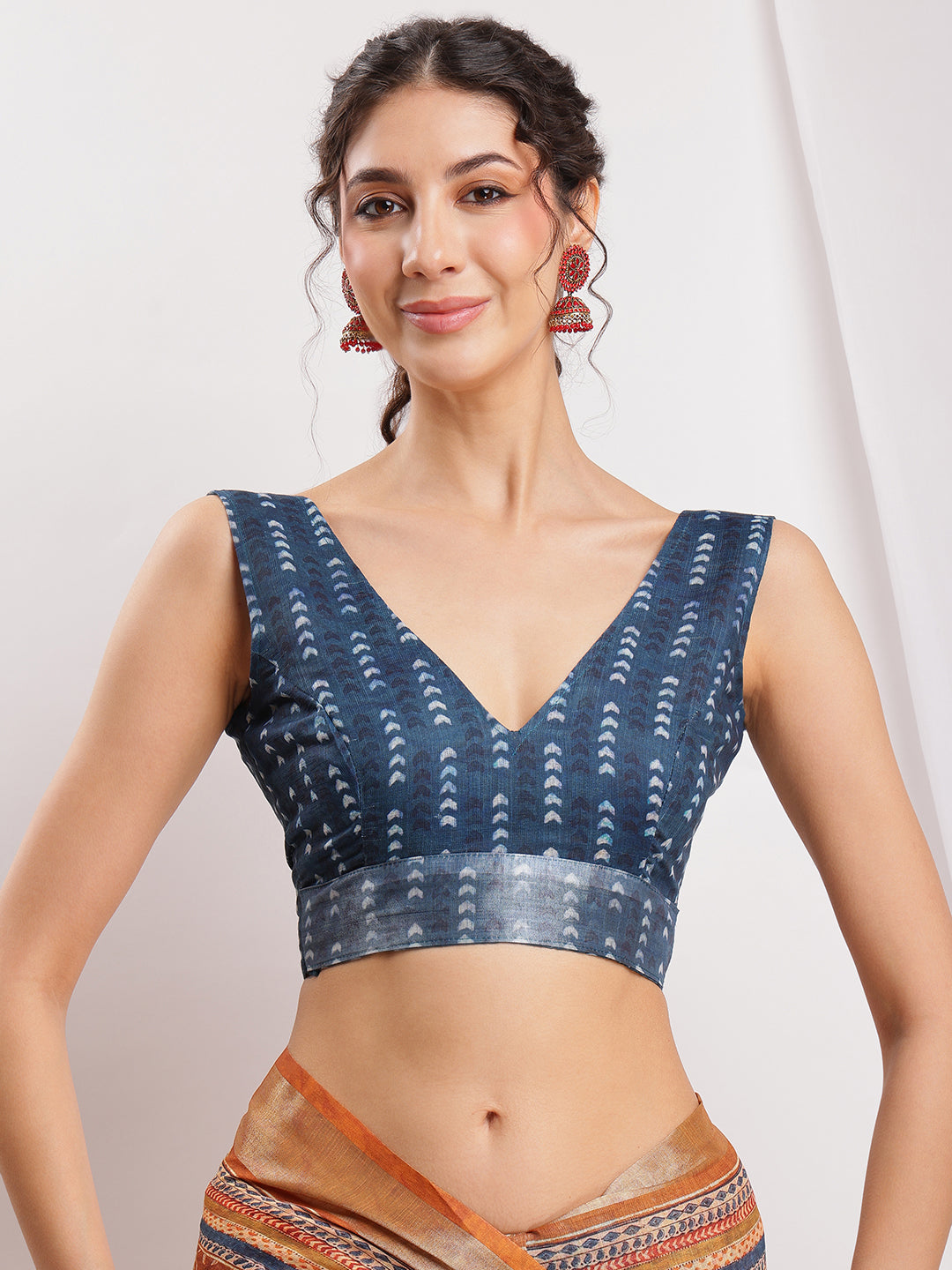 Janasya Brown Linen Blend Ethnic Motifs Printed Grab2Buy 