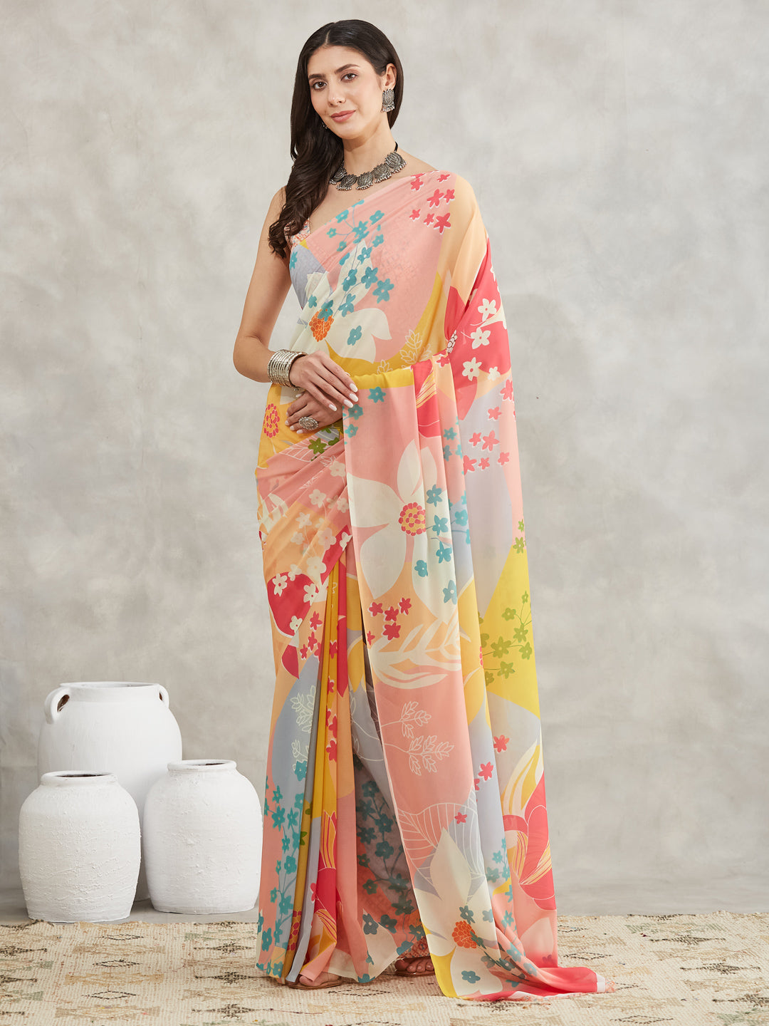 Janasya Multicolor Georgette Floral Printed Grab2Buy 