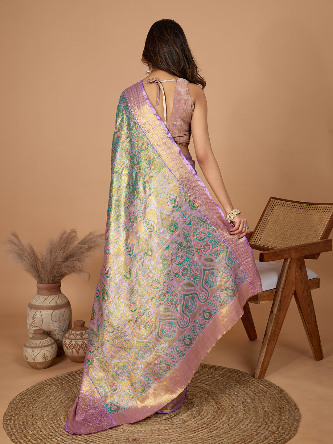 Dwija Fashion Green Wedding Wear Jari Weaving Kanjivaram Silk Saree With Unstitched Blouse
