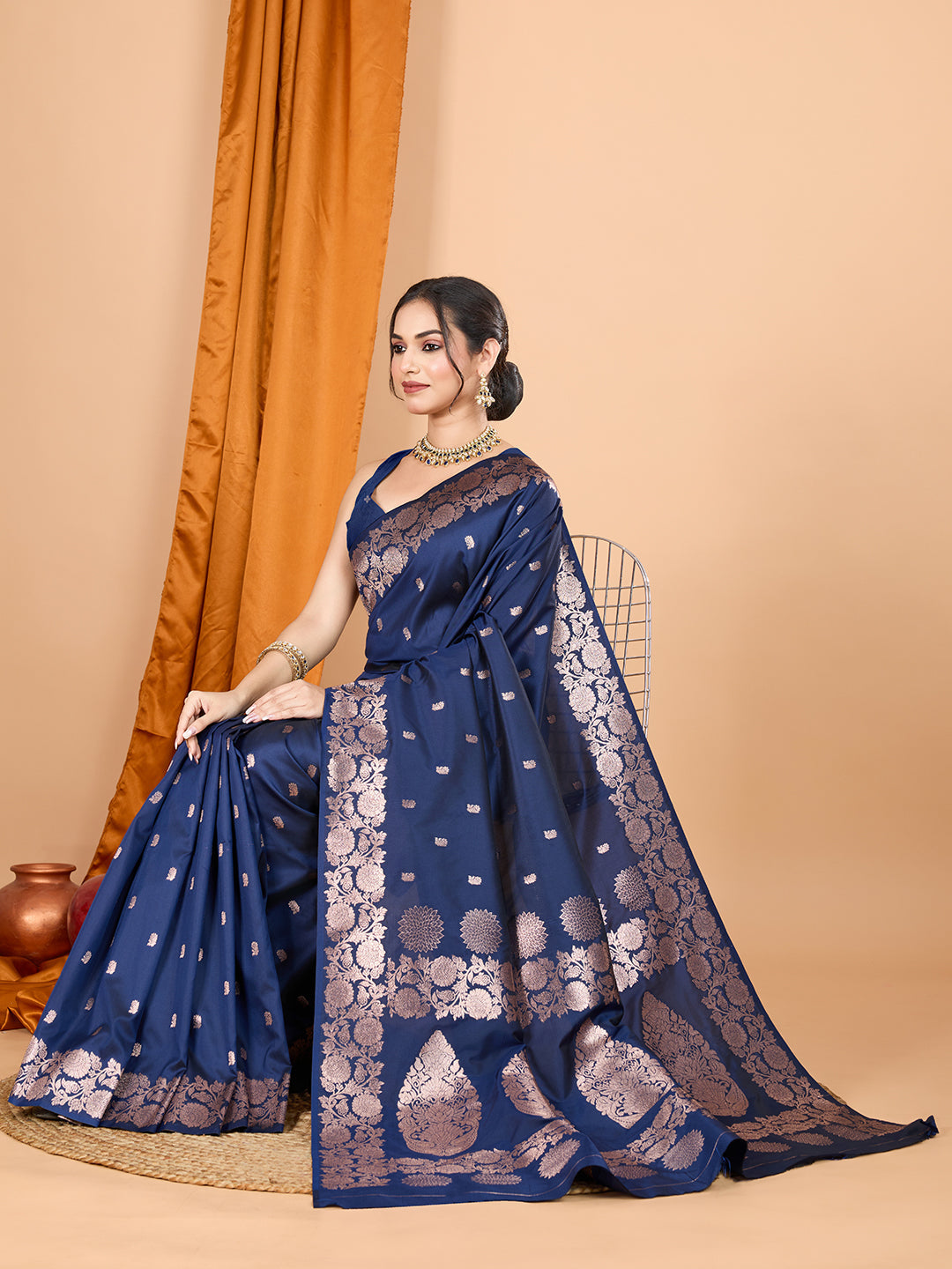 Dwija Fashion Teal Blue Party Wear Banarsi Silk With Jari Weaving Work Saree With Unstitched Blouse