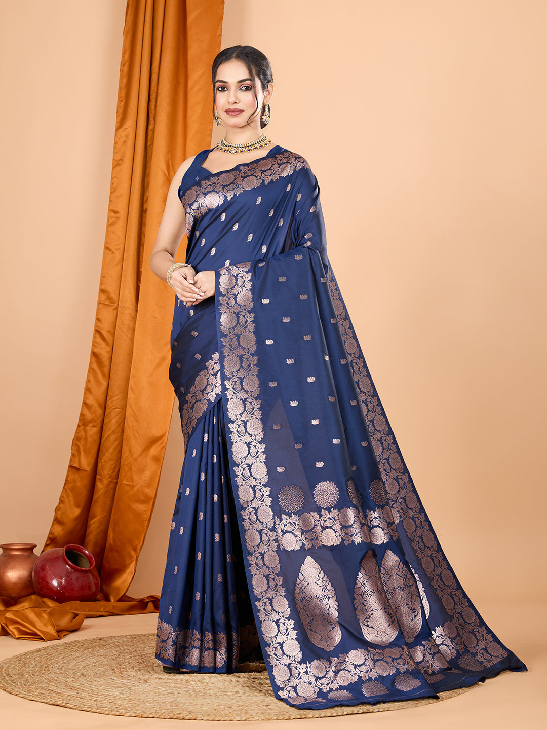 Dwija Fashion Teal Blue Party Wear Banarsi Silk With Jari Weaving Work Saree With Unstitched Blouse