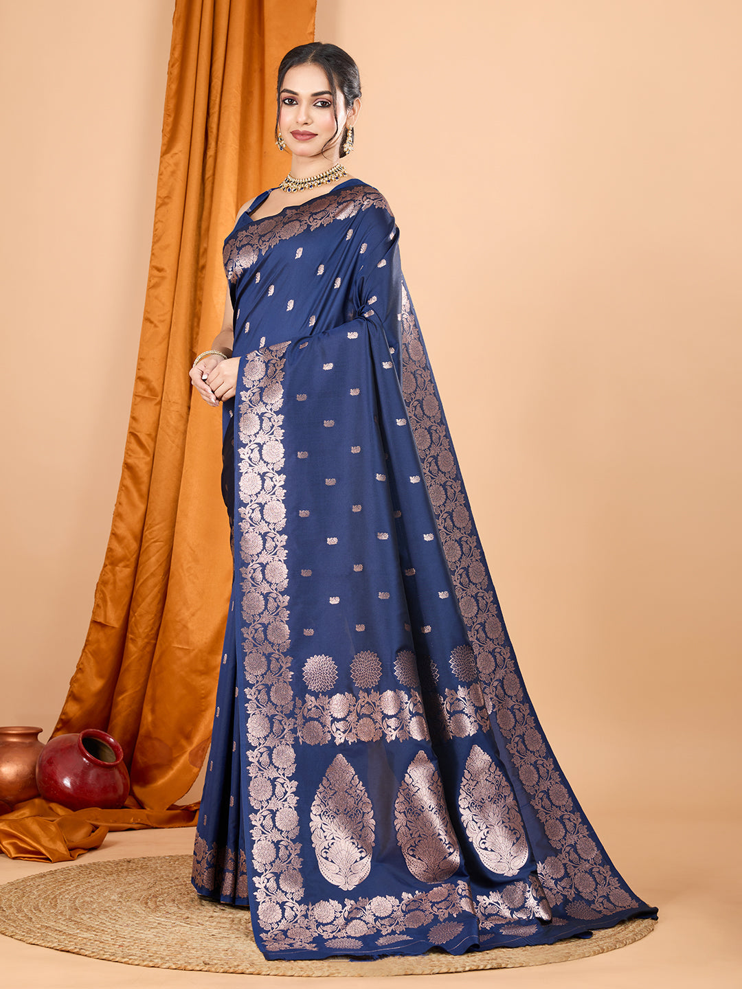 Dwija Fashion Teal Blue Party Wear Banarsi Silk With Jari Weaving Work Saree With Unstitched Blouse
