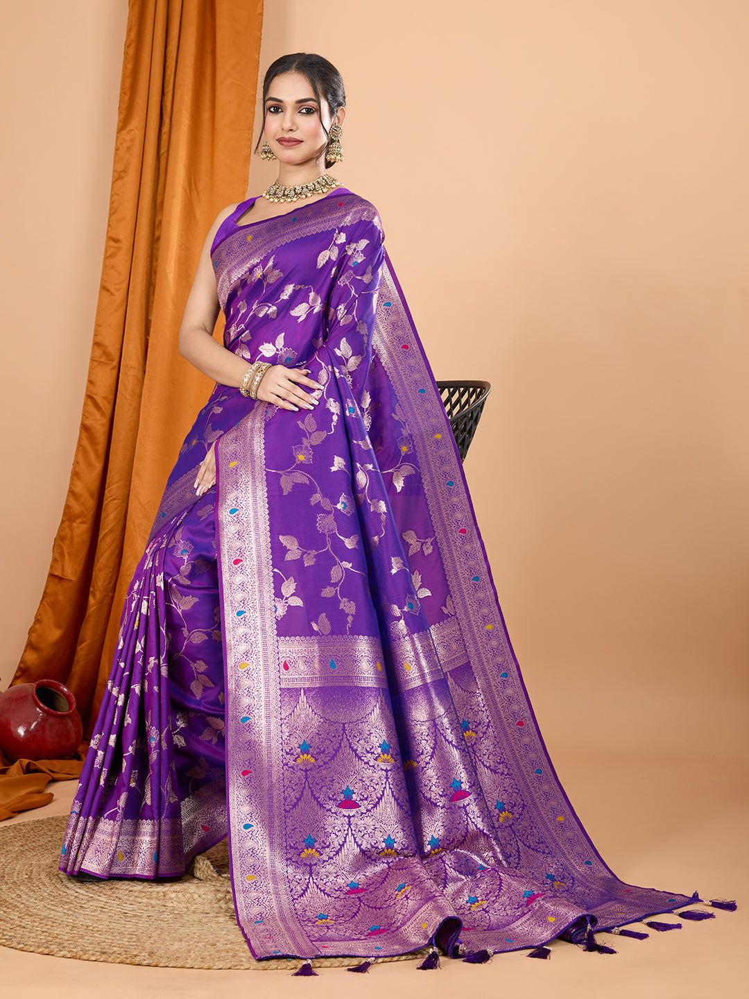 Dwija Fashion Blue Party Wear Banarsi Silk With Jari Weaving Work Saree With Unstitched Blouse
