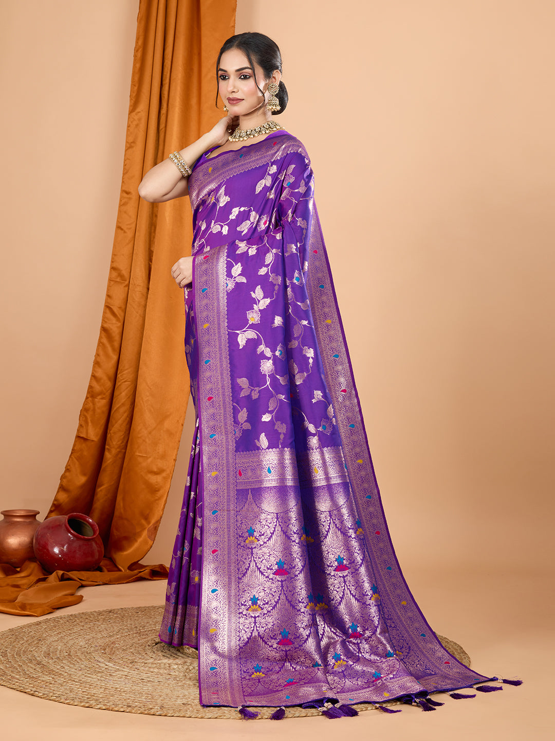 Dwija Fashion Blue Party Wear Banarsi Silk With Jari Weaving Work Saree With Unstitched Blouse