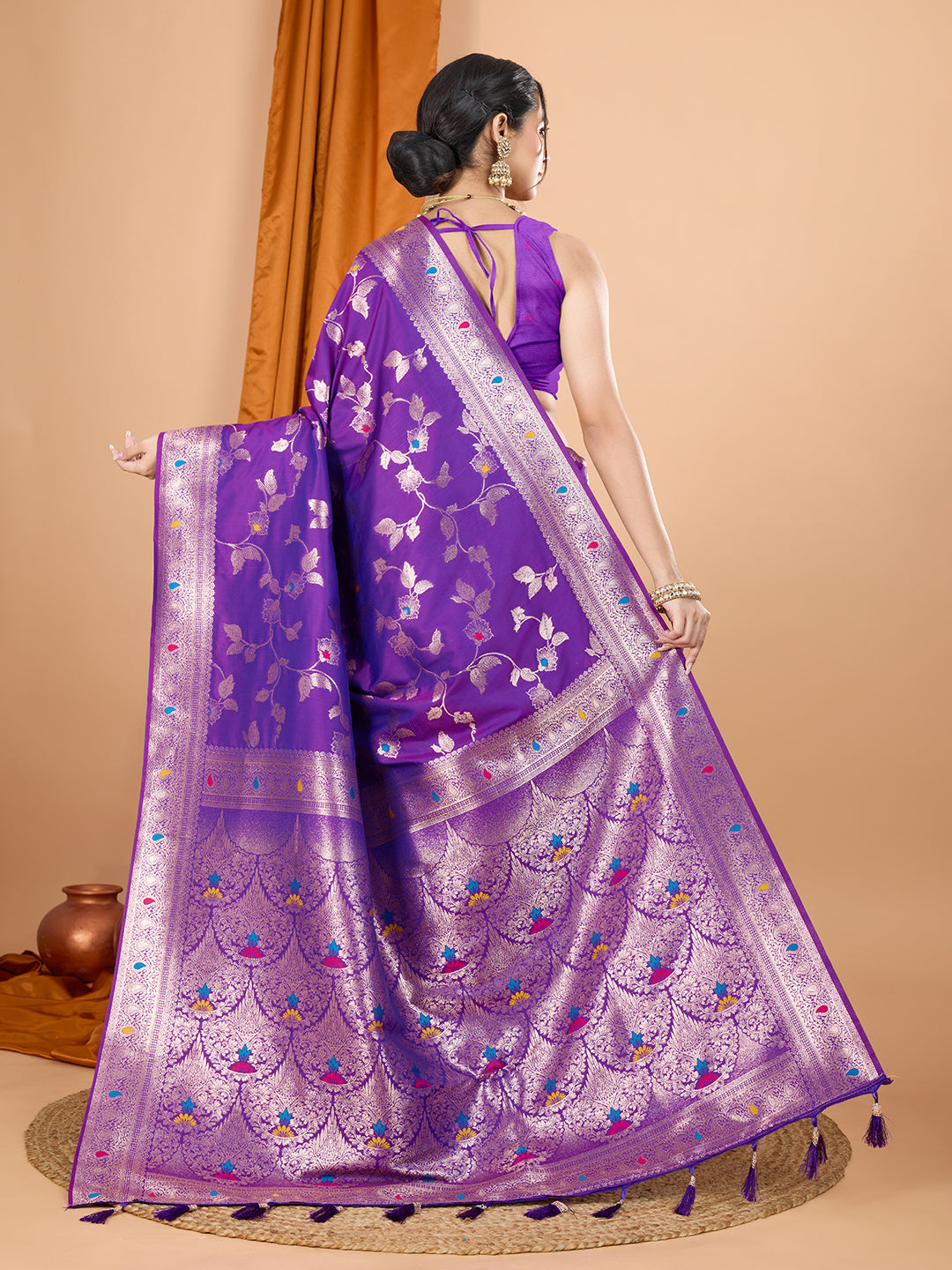 Dwija Fashion Blue Party Wear Banarsi Silk With Jari Weaving Work Saree With Unstitched Blouse