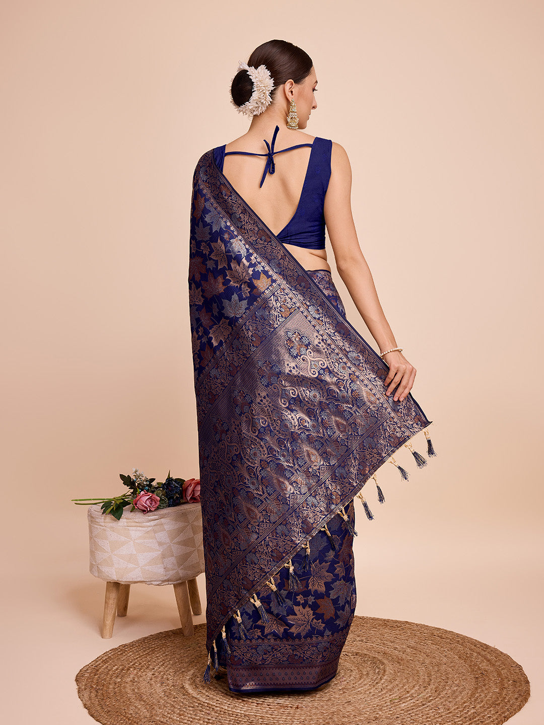 Dwija Fashion Royal Blue Wedding Wear Pure Silk Jari Weaving Work Saree With Unstitched Blouse