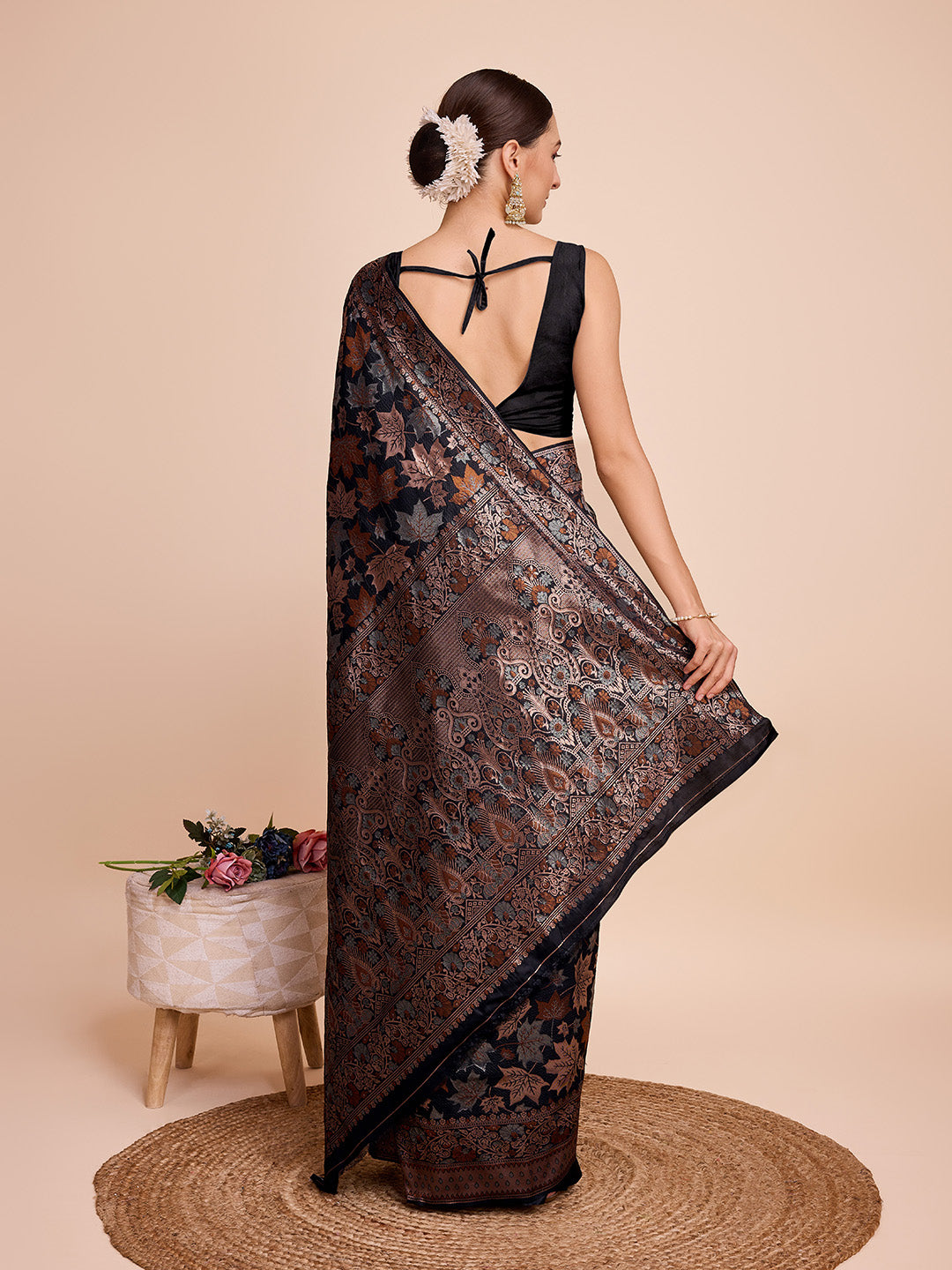 Dwija Fashion Black Wedding Wear Pure Silk Jari Weaving Work Saree With Unstitched Blouse