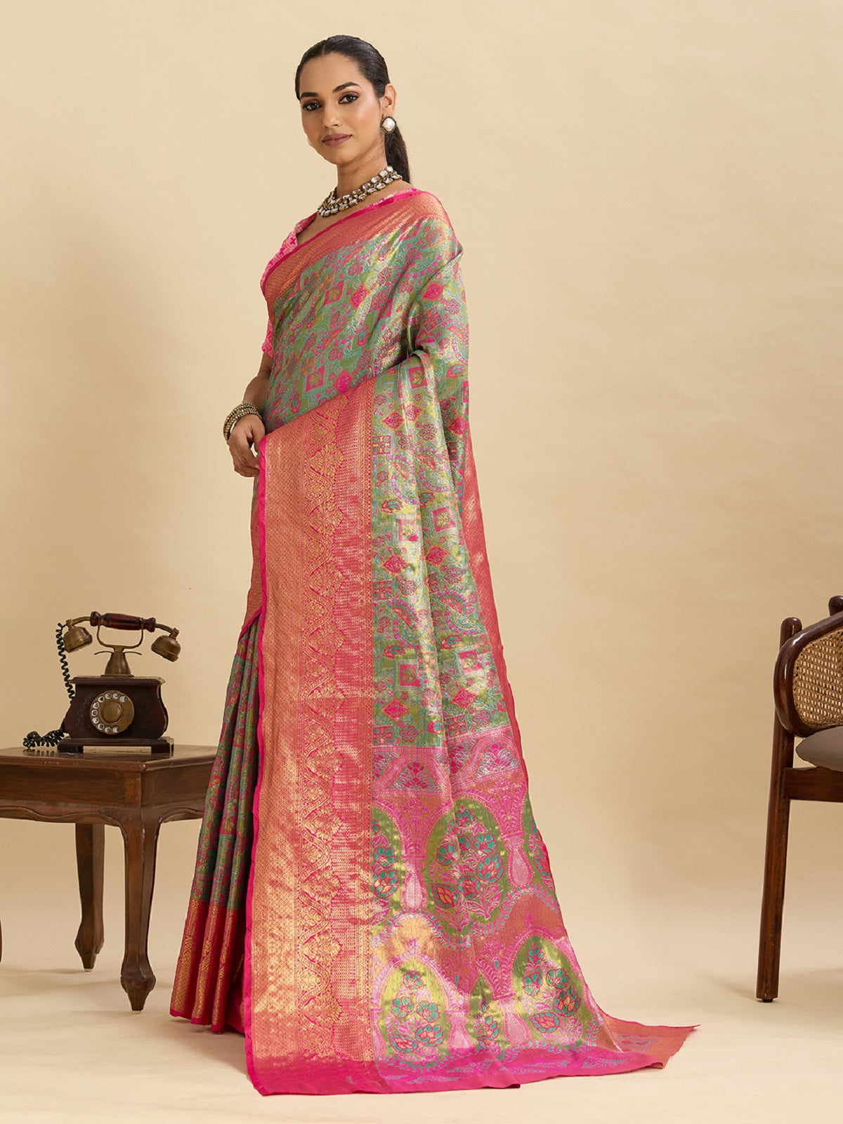 Dwija Fashion Grey Wedding Wear Kanjivaram Silk Jari Weaving With Unstitched Blouse