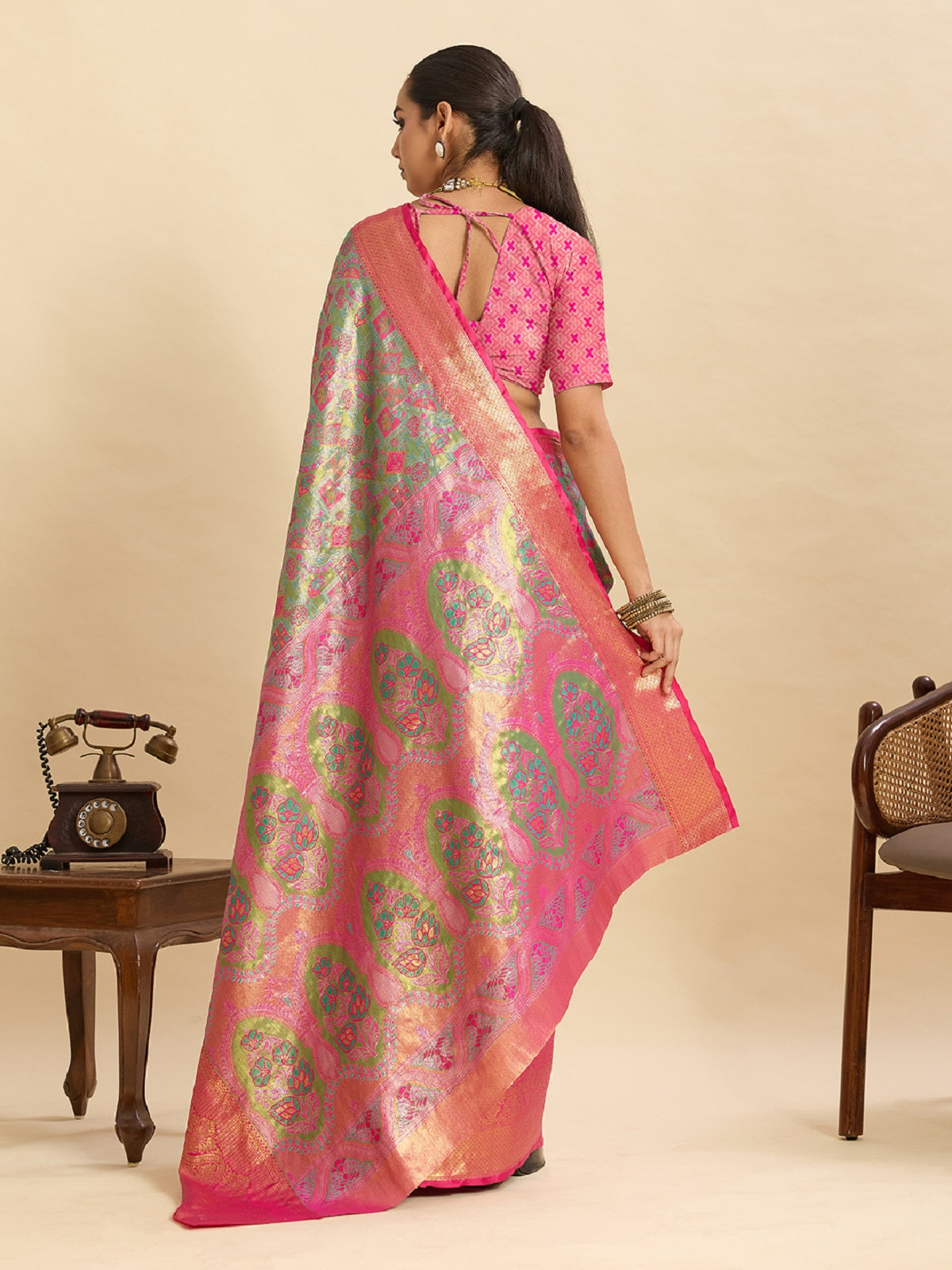 Dwija Fashion Grey Wedding Wear Kanjivaram Silk Jari Weaving With Unstitched Blouse