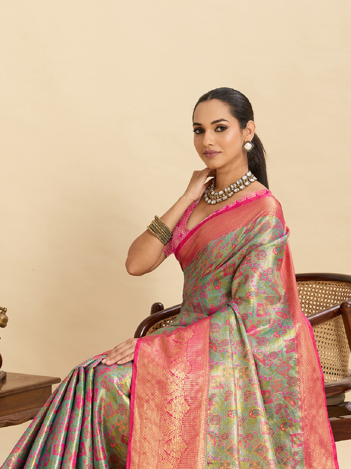 Dwija Fashion Grey Wedding Wear Kanjivaram Silk Jari Weaving With Unstitched Blouse