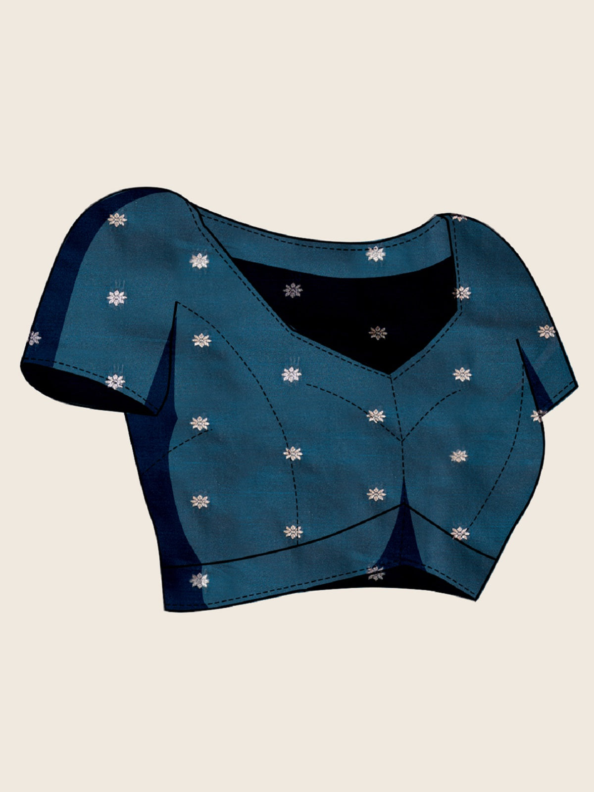 Dwija Fashion Teal Blue Wedding Wear Satin Paithani Jari Motifs Work With Unstitched Blouse