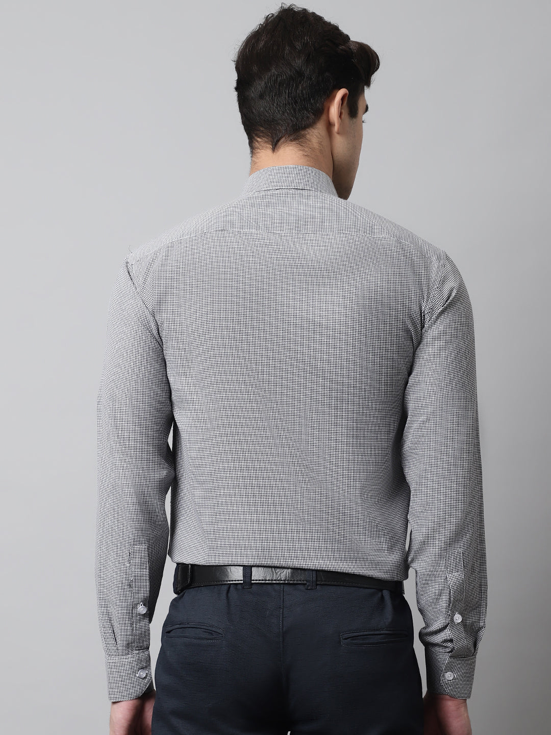 Jainish Men's Grey Checks Pure Cotton Formal Shirt
