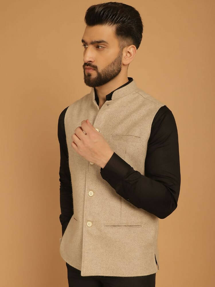 Even Apparels Pure Wool Nehru Jacket - Off White 
