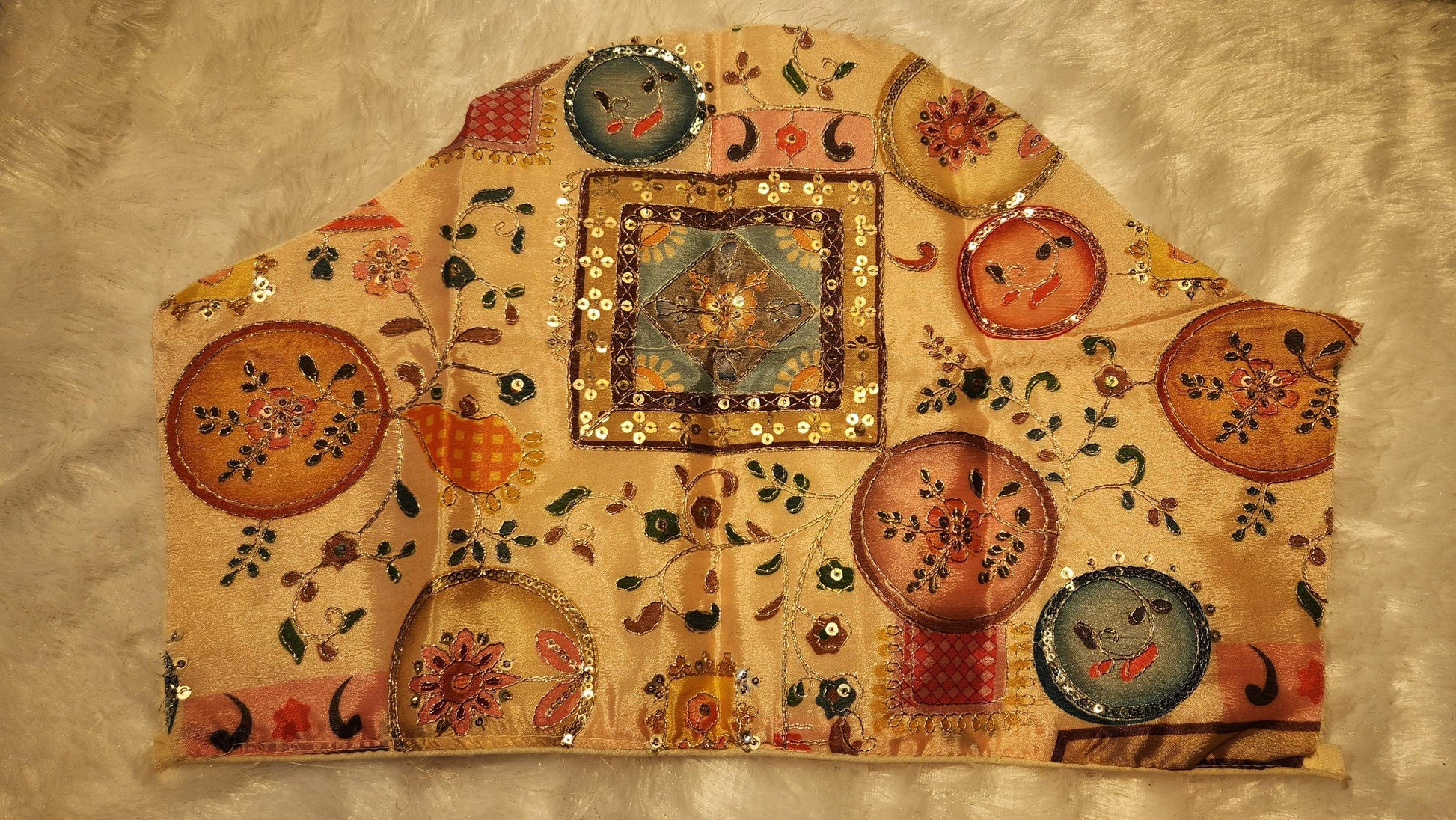 Kia Fashions Peach Sequins & Zari Embroidered Readymade Blouse