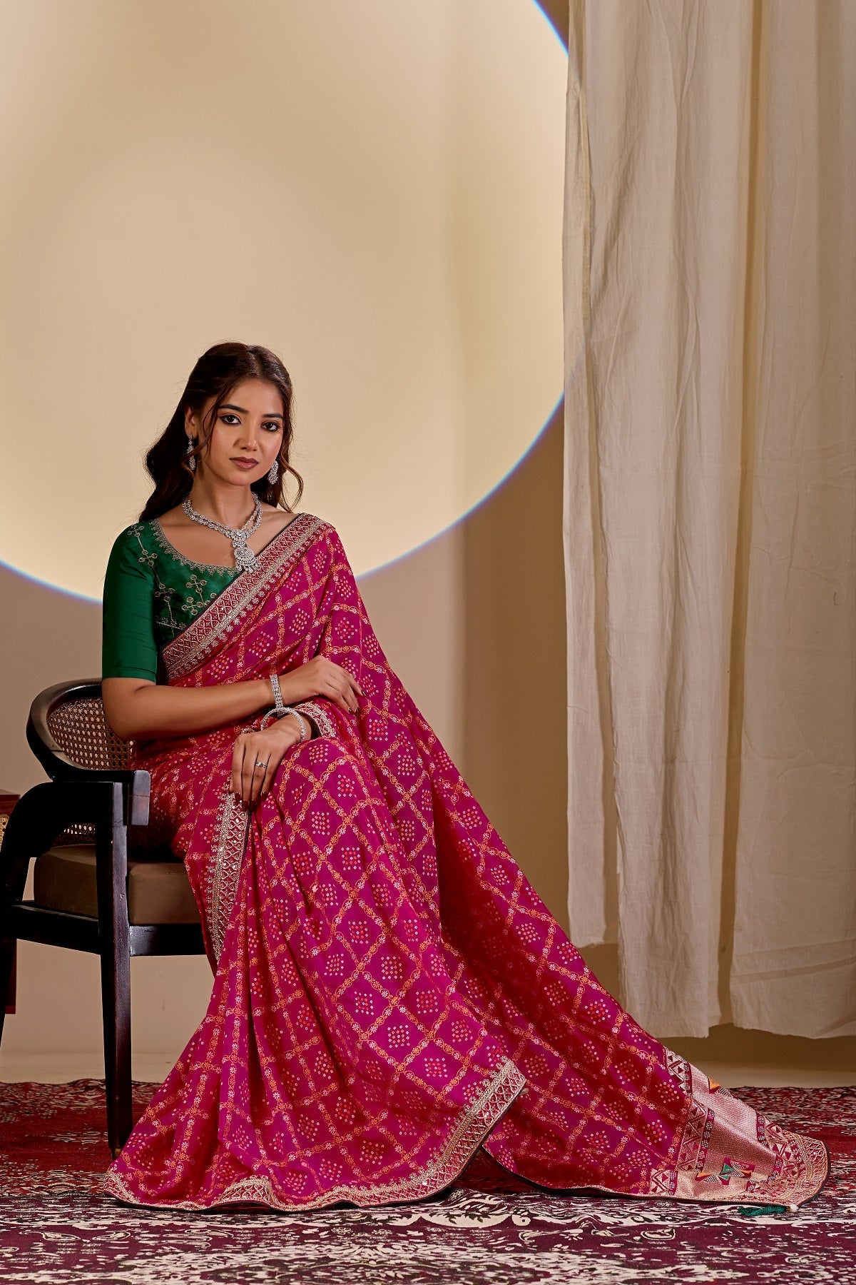 Dwija Fashion Women'S Party Wear Embroidery Vichitra Cp Designer Saree With Unstitched Blouse-Pink