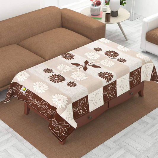 Yellow Weaves Polyester Floral Designer Rectangular Center 4 Seater Table Cover - Brown  Grab2Buy Generic Grab2Buy