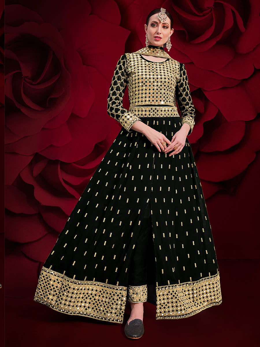 Myra Black Heavy Embroidered Pant Style Anarkali Suit 