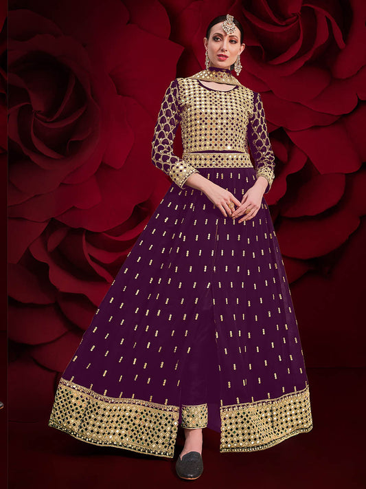 Myra Violet Heavy Embroidered Pant Style Anarkali Suit 