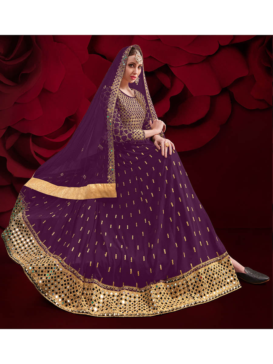 Myra Violet Heavy Embroidered Pant Style Anarkali Suit 