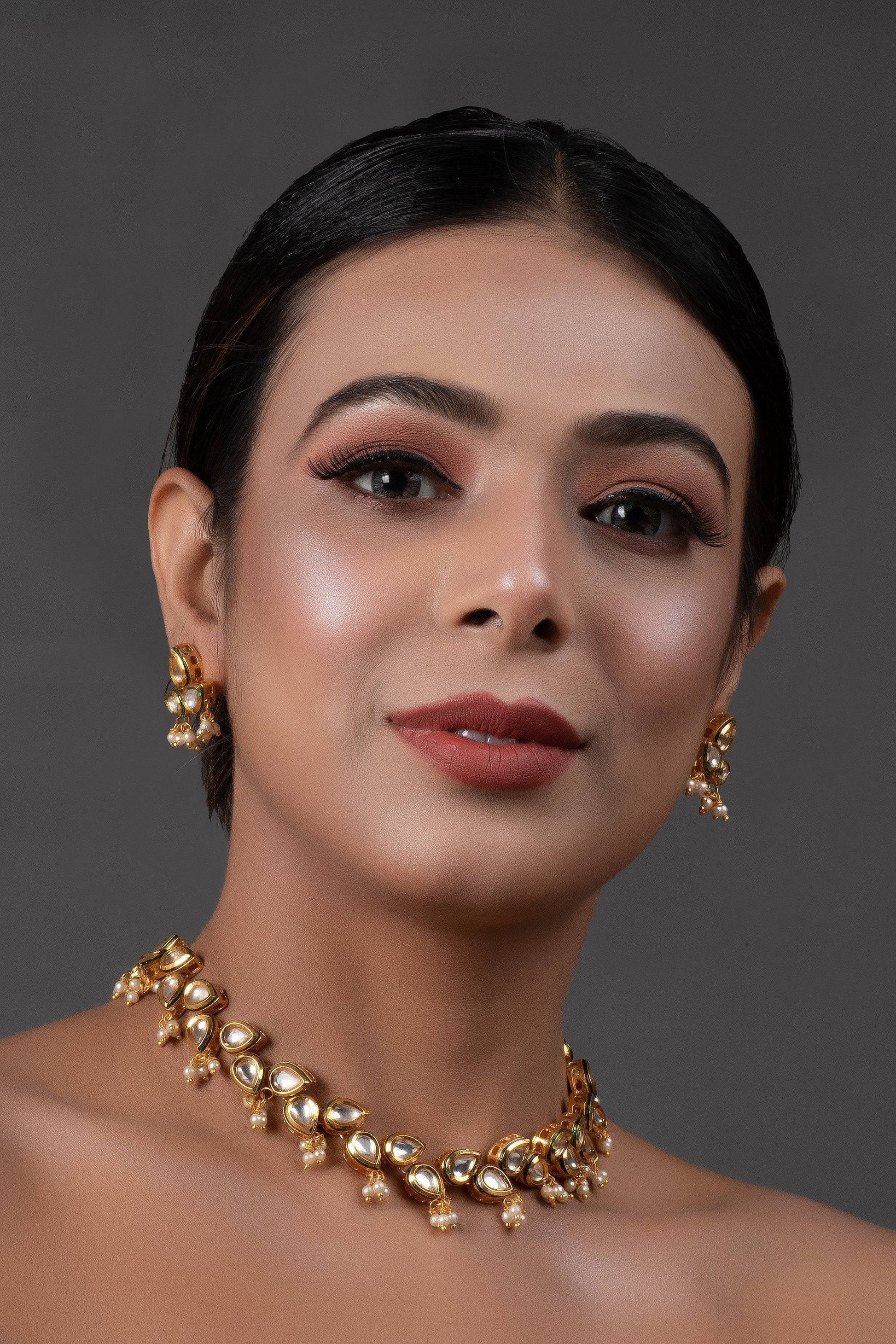 Peryl Women's Elegant Tear Drop Shaped Necklace With Earrings - Grab2buy