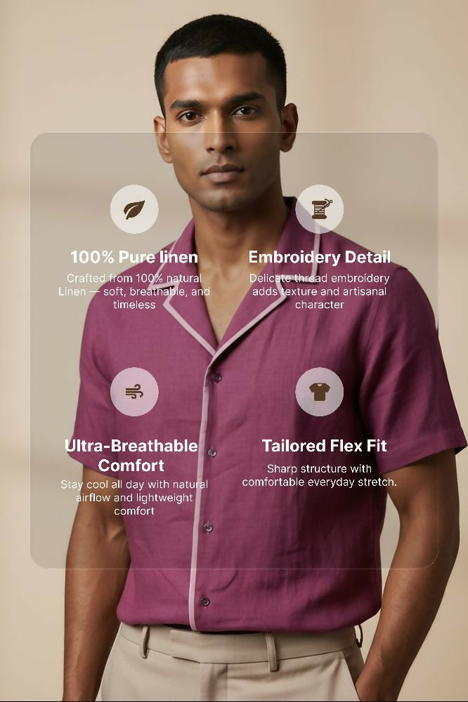 Sundown — Burgundy Linen Shirt by Hilo Design
