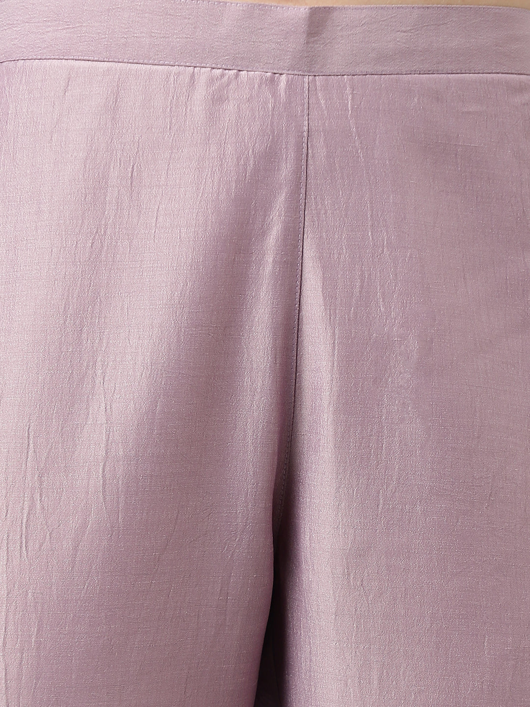 Janasya Women's Lavender Chinon Solid Straight Festive Kurta Set 