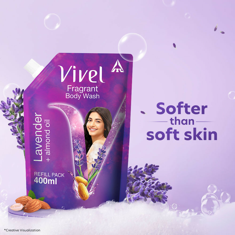 Vivel Fragrant Body Wash Lavender & Almond Oil Moisturizing Shower Gel Supersaver Refill Pack  Grab2Buy Vivel Grab2Buy