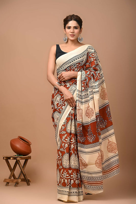 Exclusive Collection White Maroon Beautiful Mulmul Cotton Grab2Buy 