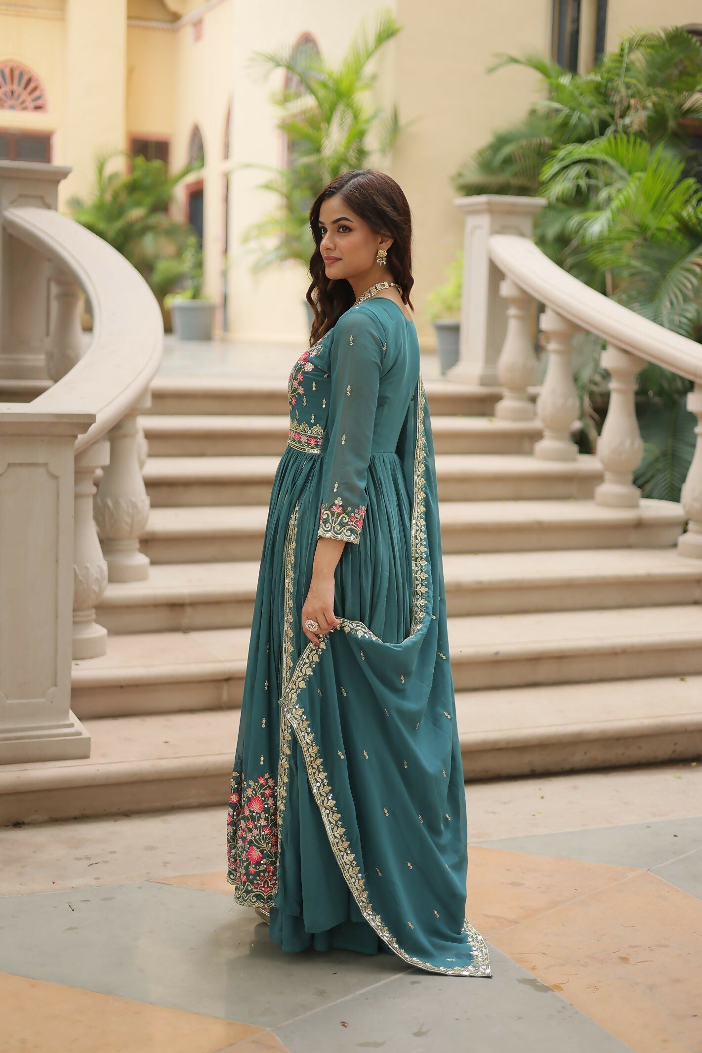 Joban Fashion Rama Georgette Sequence Embroidery Work Kurta Set