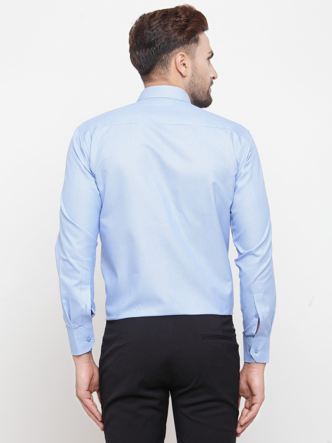 Jainish Blue Men's Cotton Geometric Formal Shirts ( SF 434Blue )