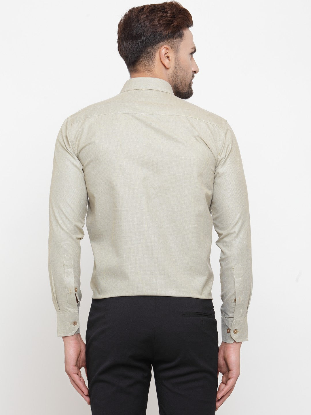 Jainish Olive Men's Cotton Geometric Formal Shirts ( SF 434Olive )