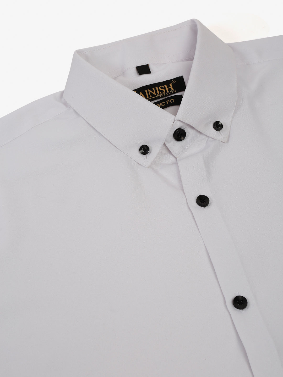 Jainish Men's Cotton Solid Button Down Formal Shirts - White