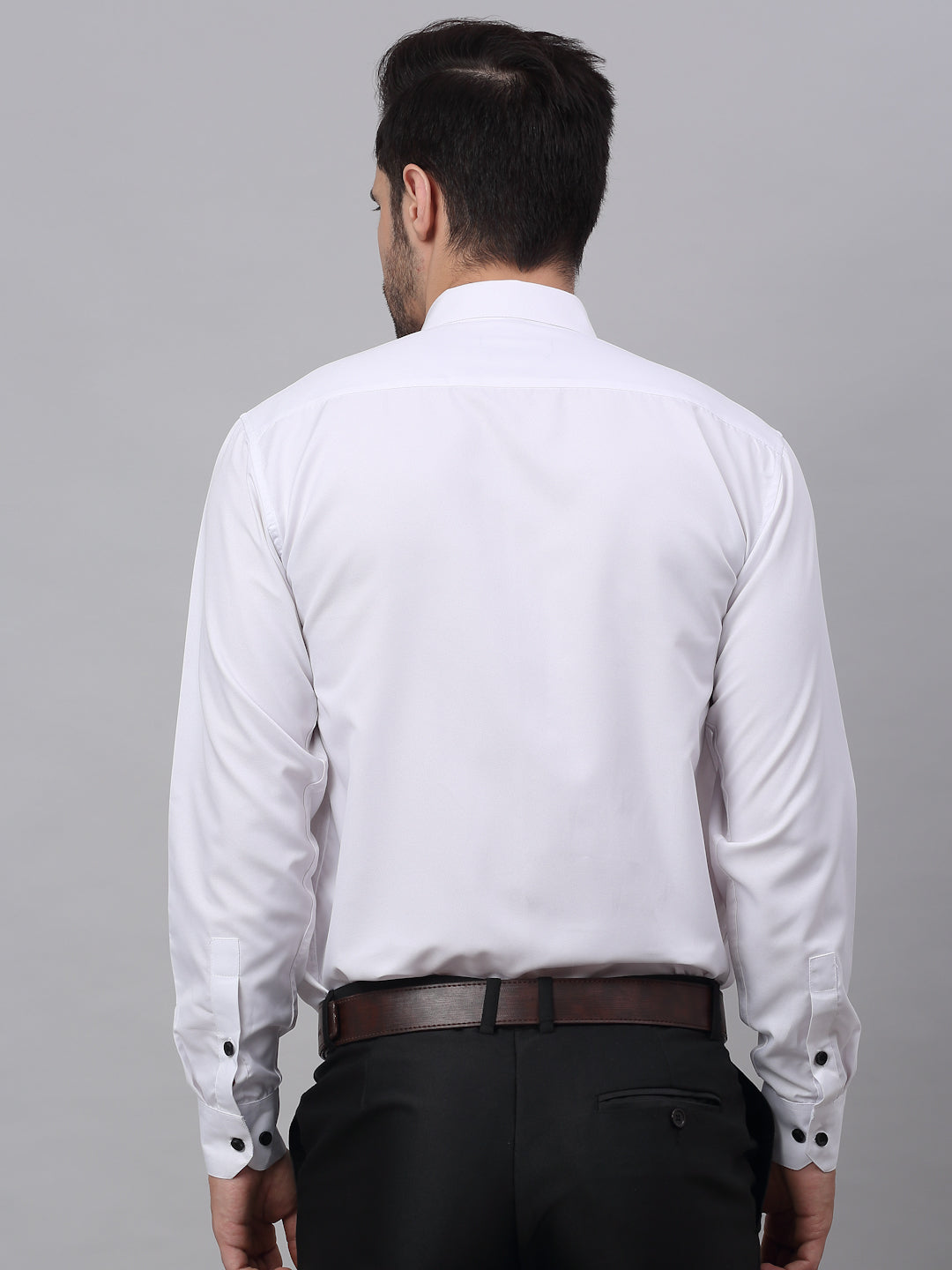 Jainish Men's Cotton Solid Button Down Formal Shirts - White