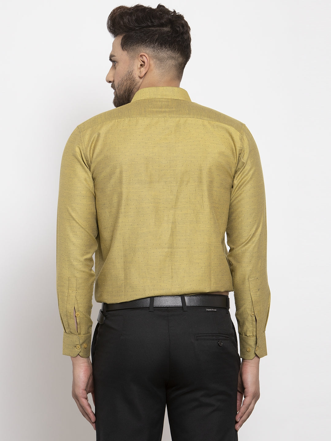 Jainish Olive Men's Cotton Polka Dots Formal Shirt's ( SF 761Olive )