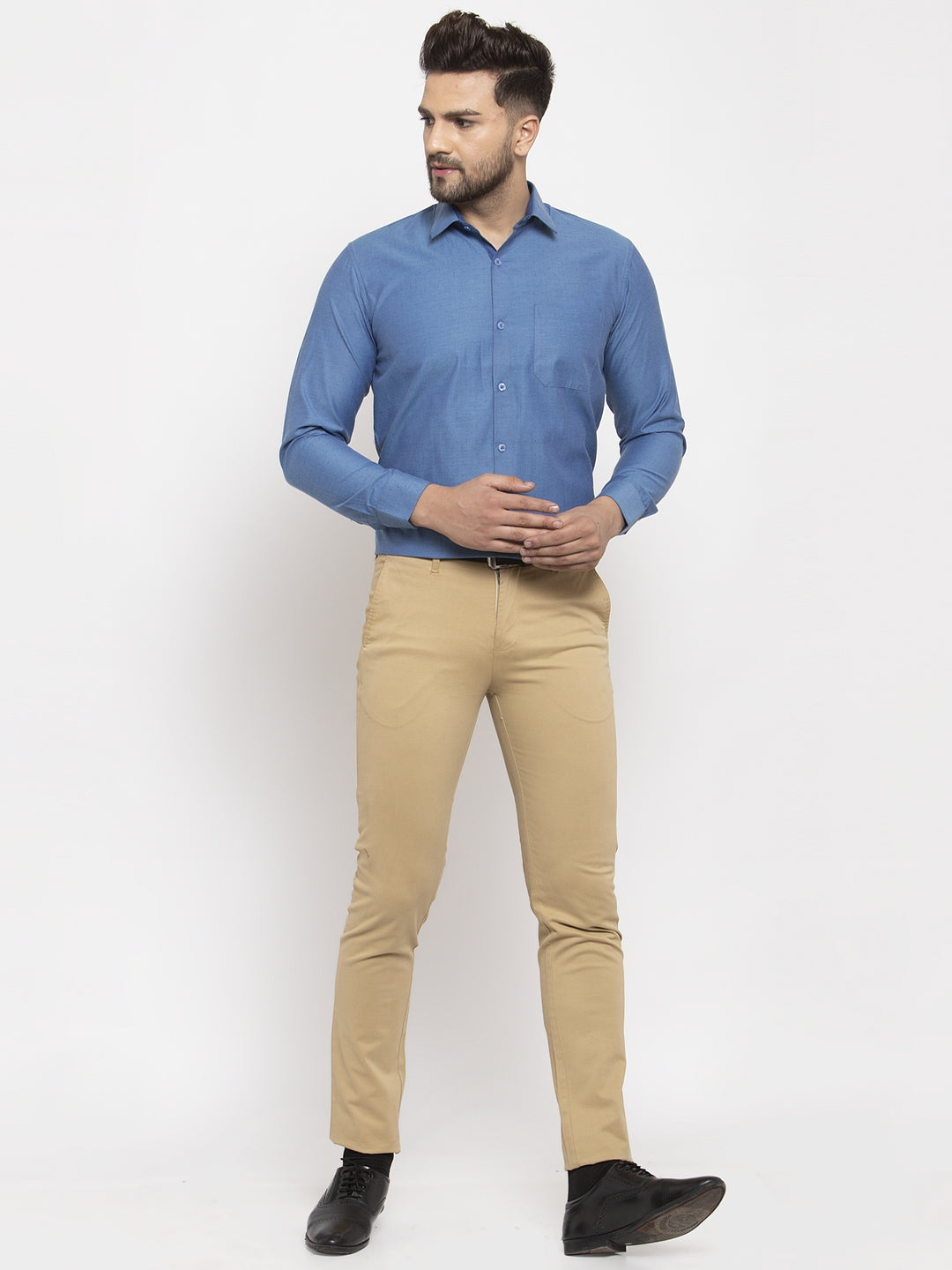 Jainish Teal Men's Cotton Polka Dots Formal Shirt's ( SF 761Teal )
