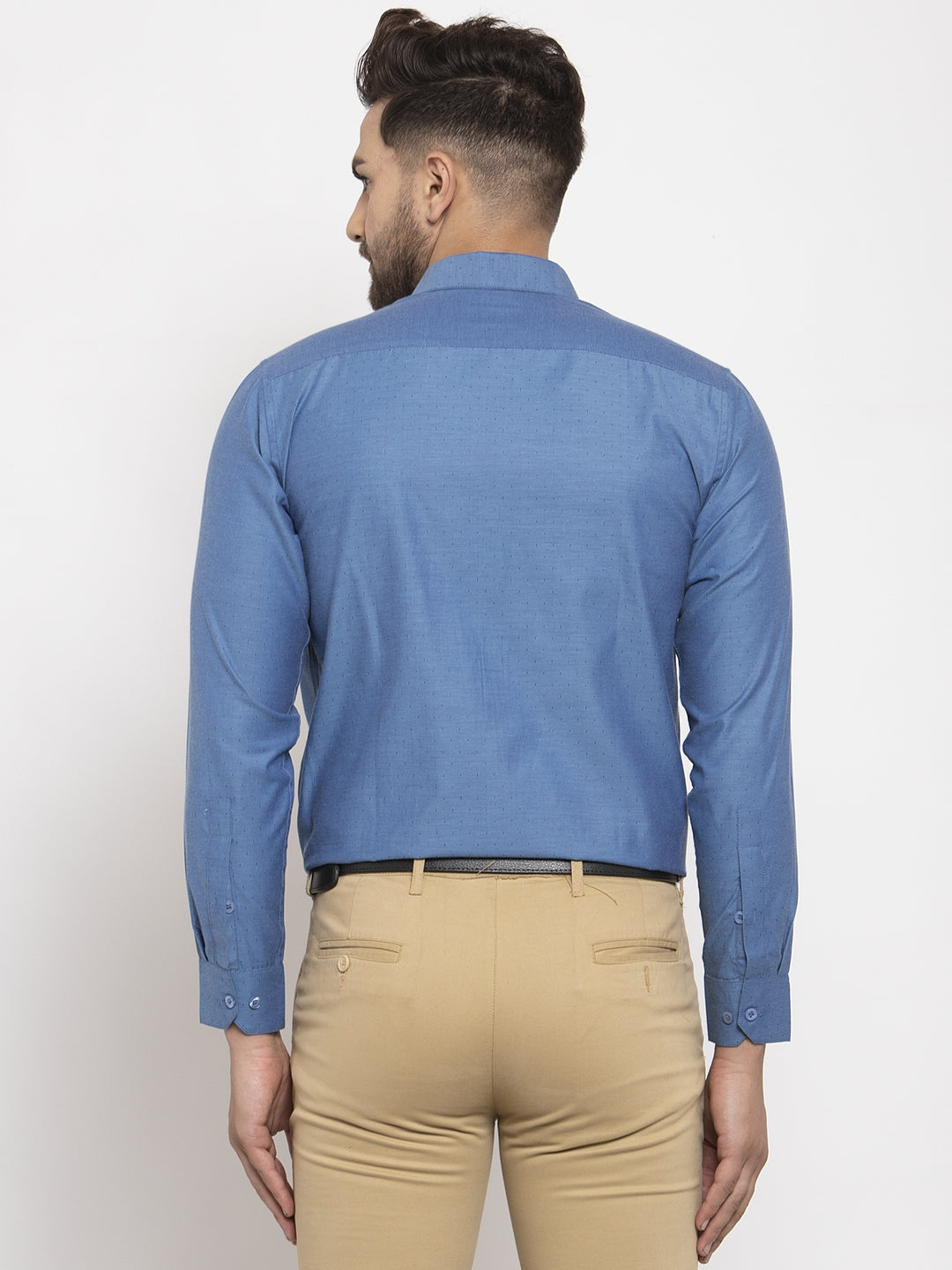 Jainish Teal Men's Cotton Polka Dots Formal Shirt's ( SF 761Teal )