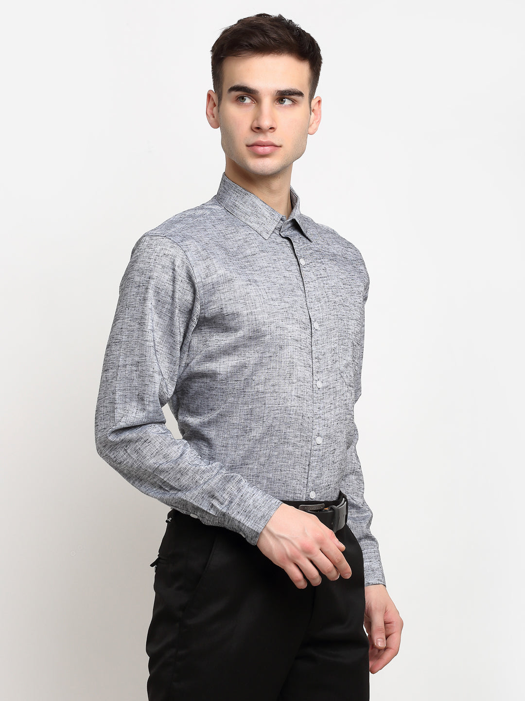 Jainish Grey Men's Solid Cotton Formal Shirt ( SF 782Grey )