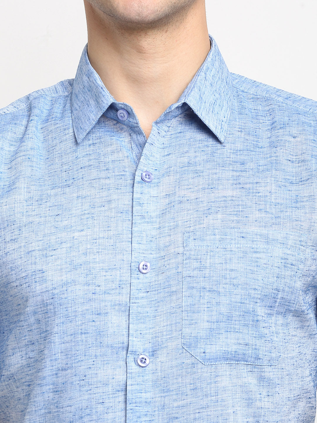Jainish Blue Men's Solid Cotton Half Sleeves Formal Shirt ( SF 783Blue ) 