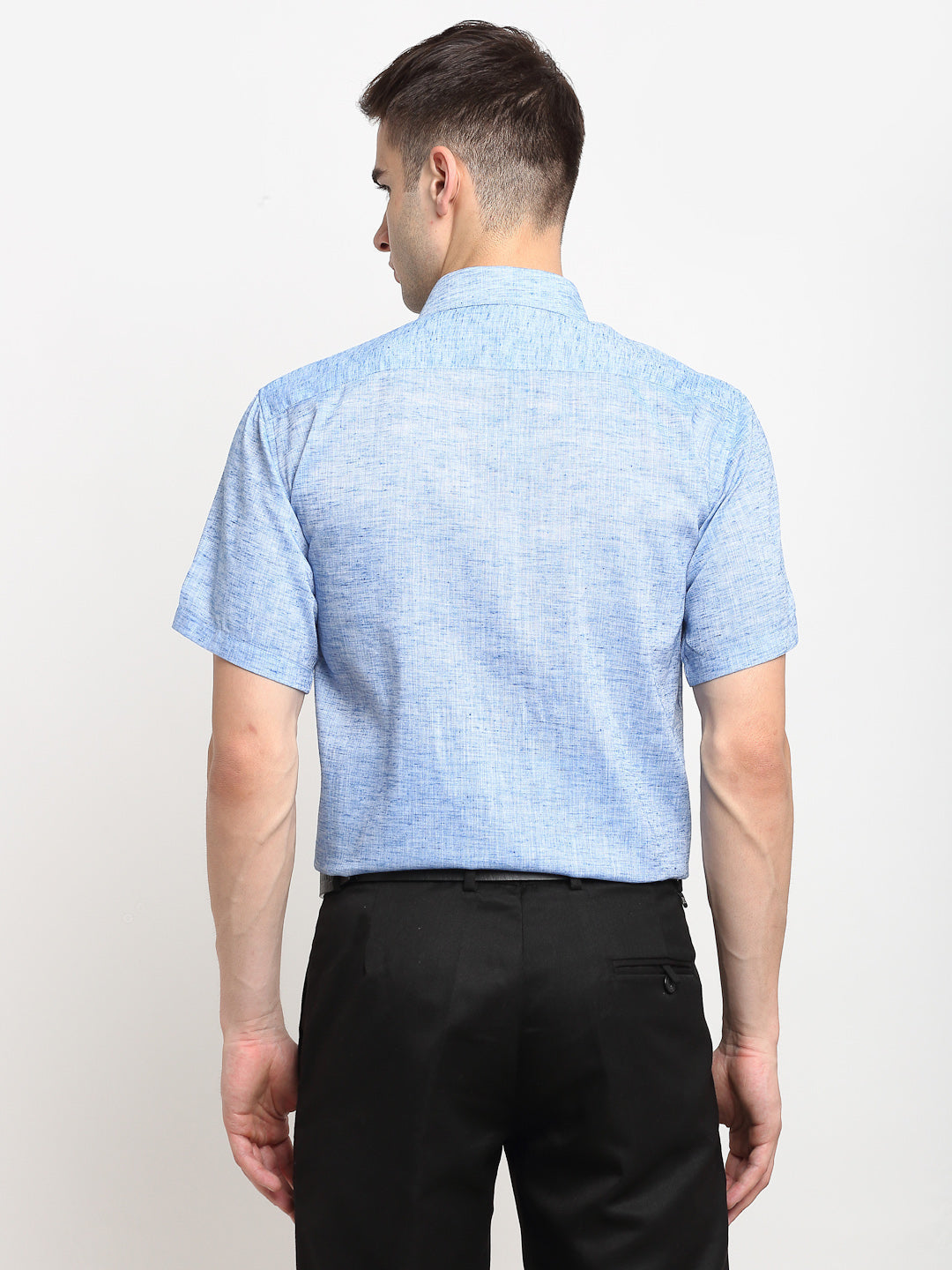 Jainish Blue Men's Solid Cotton Half Sleeves Formal Shirt ( SF 783Blue ) 