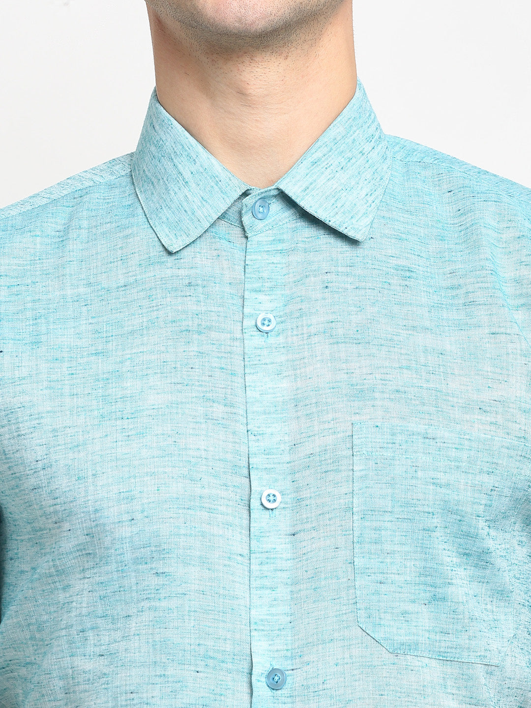 Jainish Green Men's Solid Cotton Half Sleeves Formal Shirt ( SF 783Green ) 