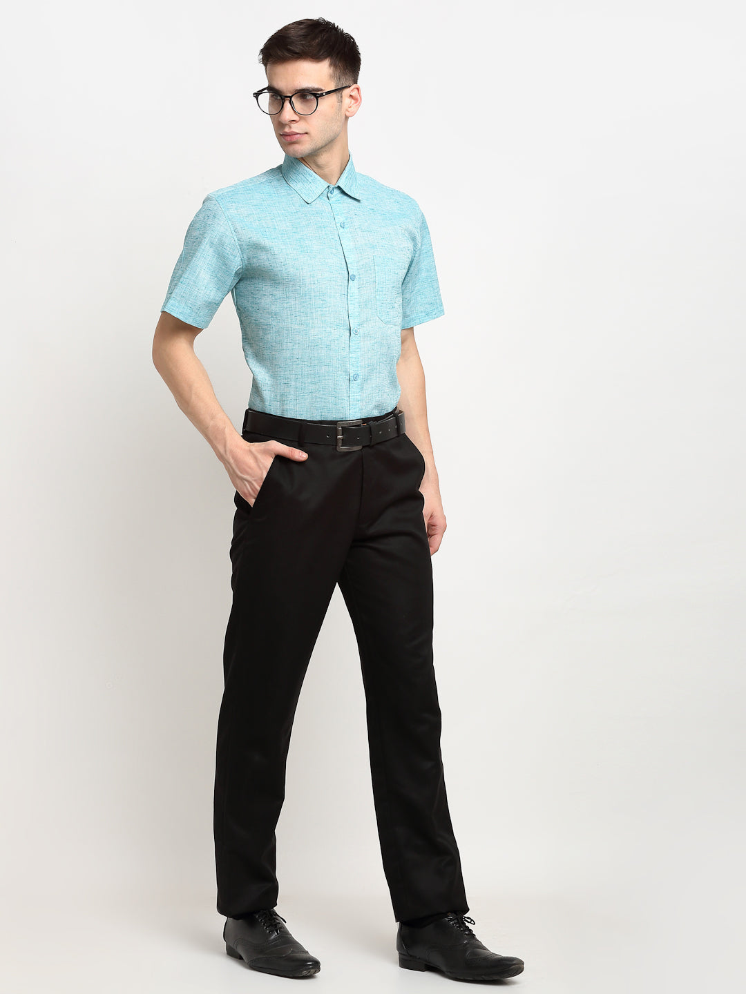 Jainish Green Men's Solid Cotton Half Sleeves Formal Shirt ( SF 783Green ) 