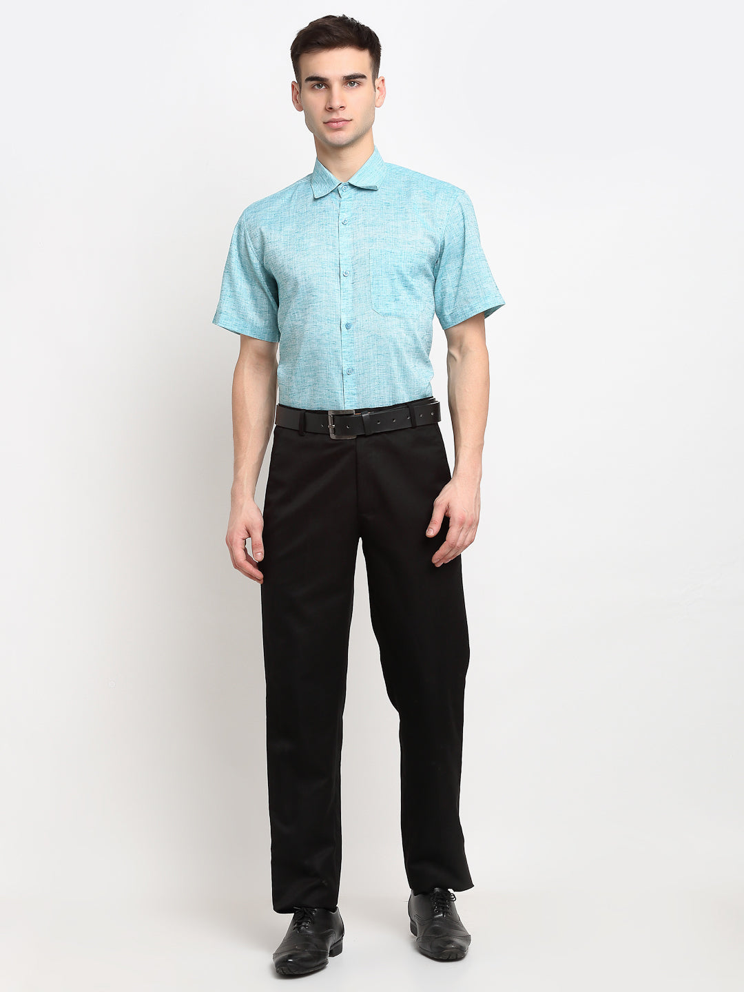 Jainish Green Men's Solid Cotton Half Sleeves Formal Shirt ( SF 783Green ) 