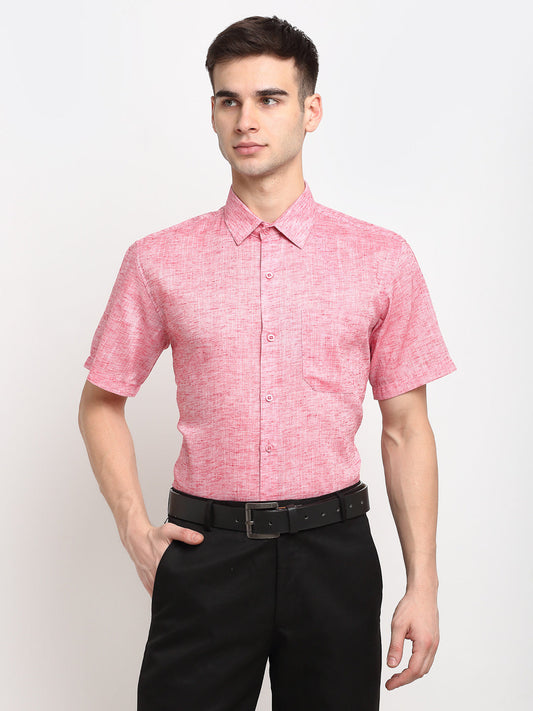 Jainish Red Men's Solid Cotton Half Sleeves Formal Shirt ( SF 783Red ) 