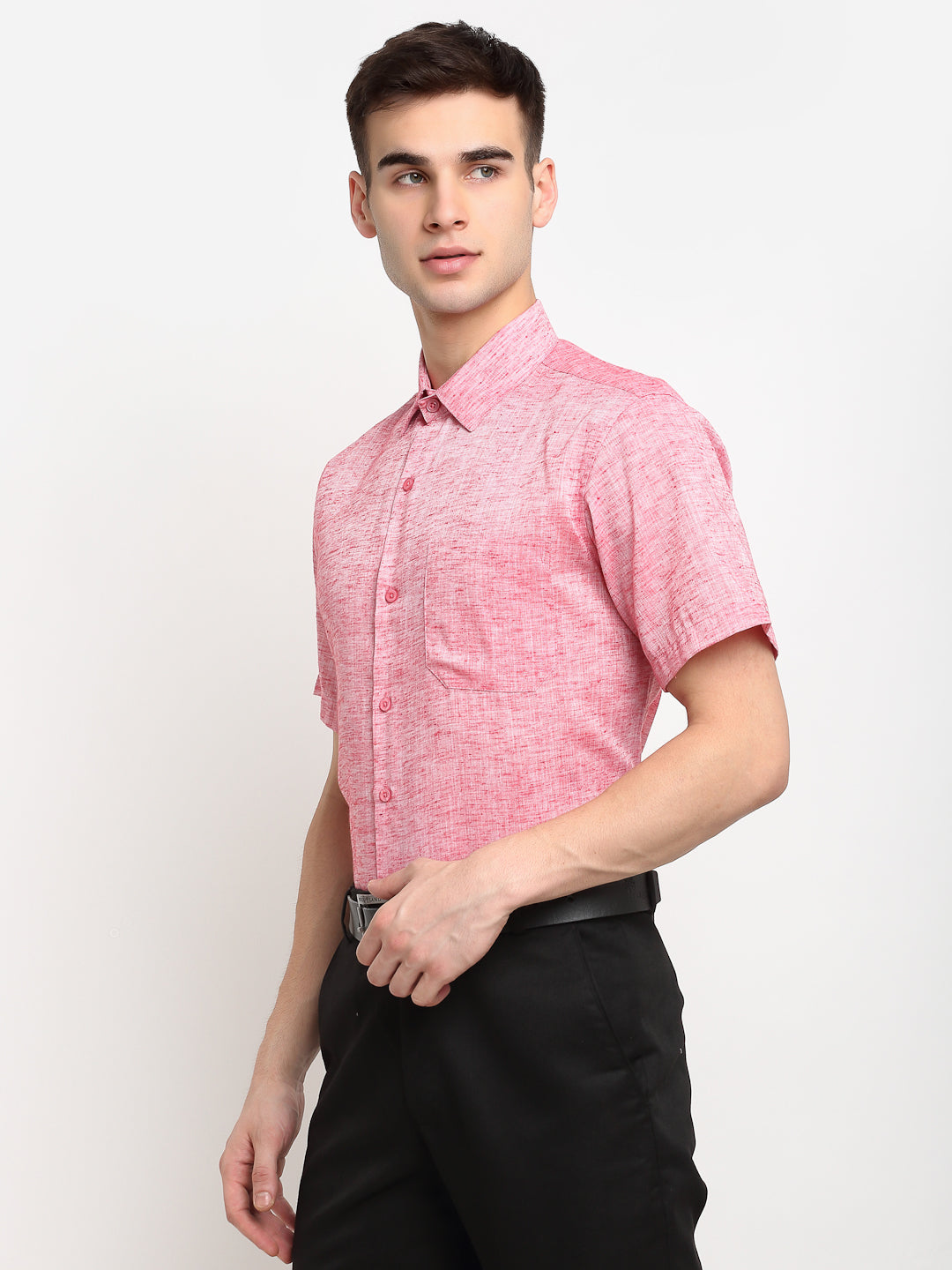 Jainish Red Men's Solid Cotton Half Sleeves Formal Shirt ( SF 783Red ) 