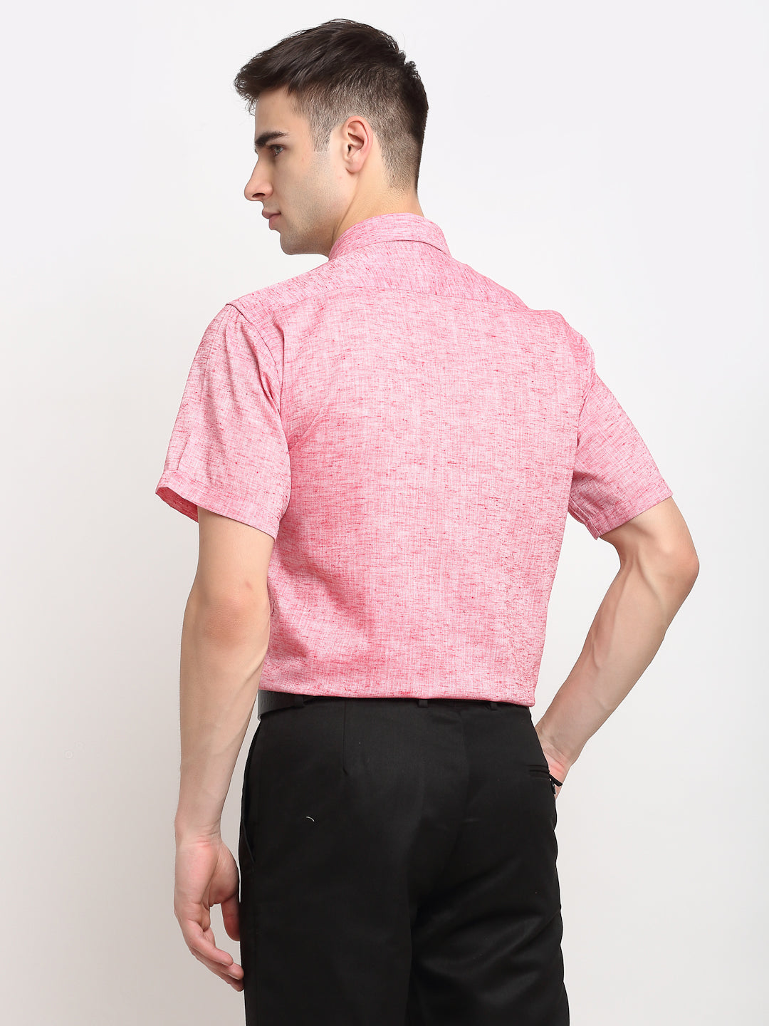 Jainish Red Men's Solid Cotton Half Sleeves Formal Shirt ( SF 783Red ) 