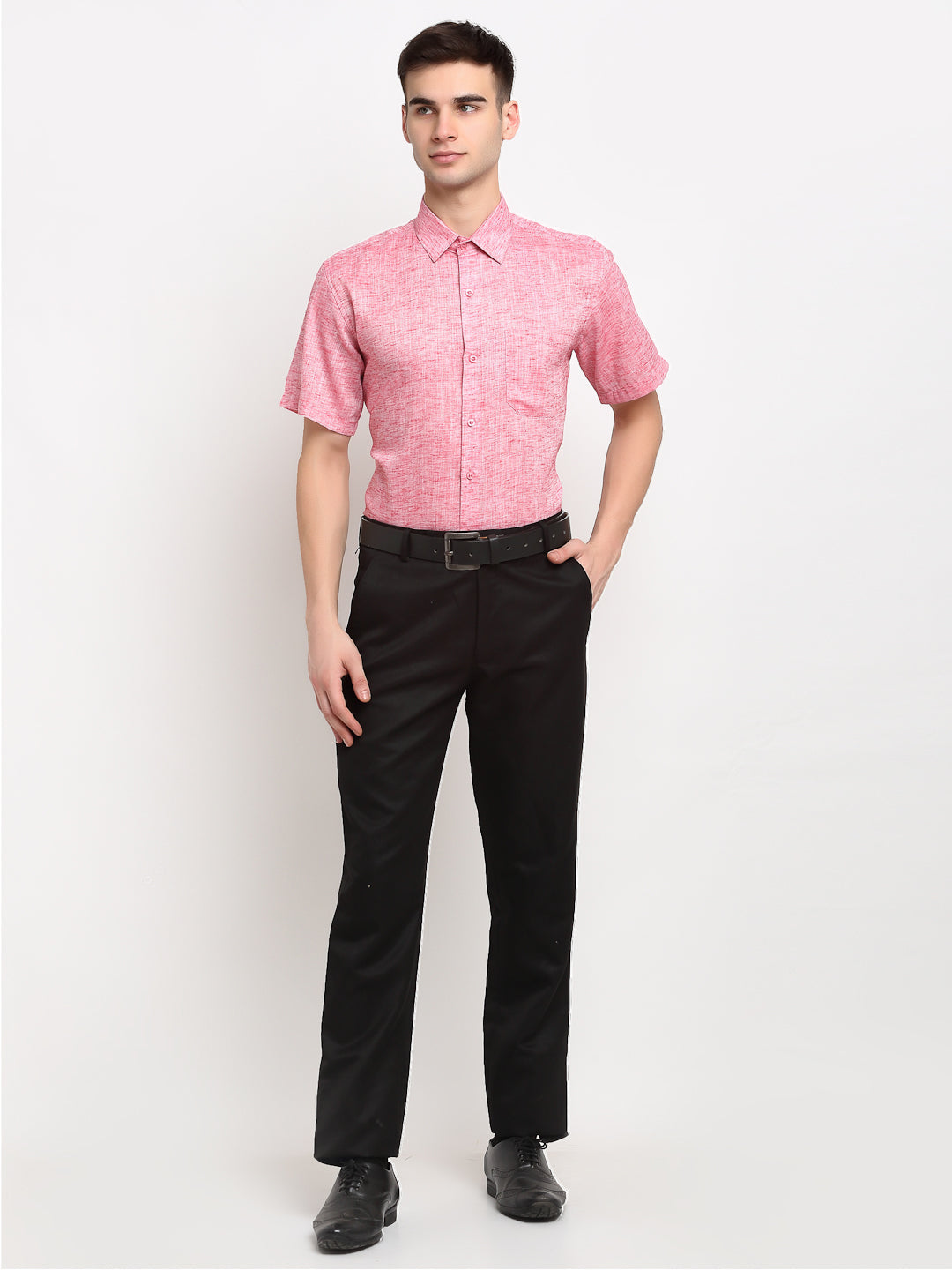 Jainish Red Men's Solid Cotton Half Sleeves Formal Shirt ( SF 783Red ) 