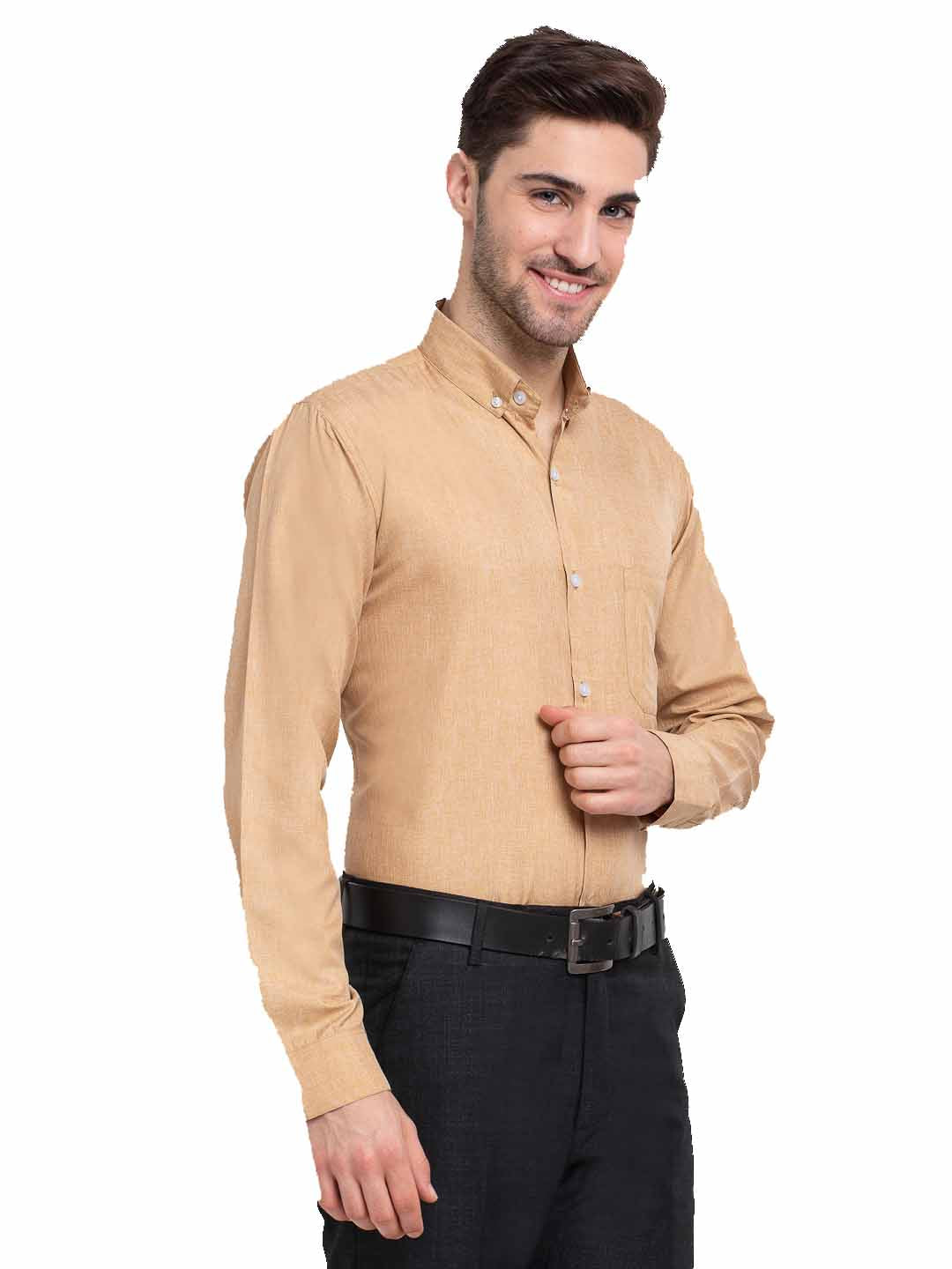 Jainish Beige Men's Button Down Collar Cotton Formal Shirt ( SF 785Beige )